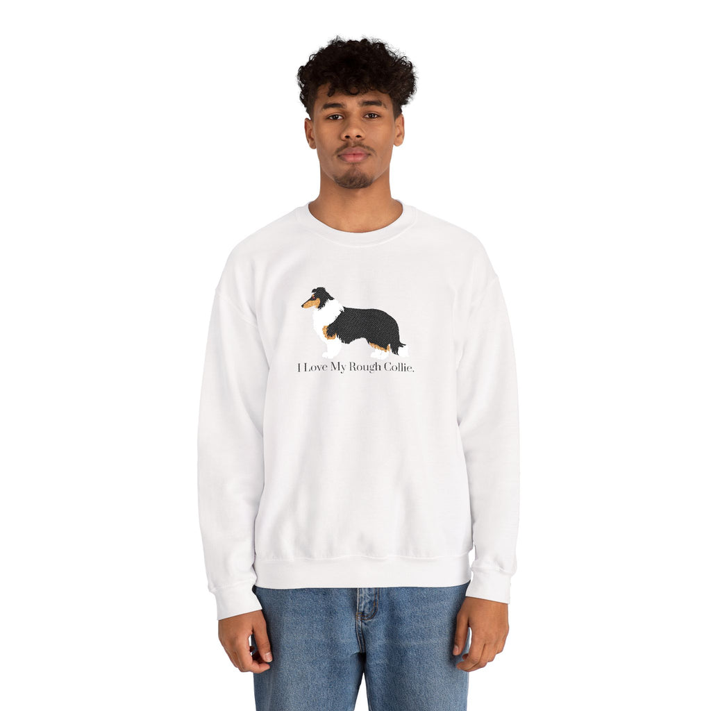 I Love My Rough Collie Embroidered Crewneck Sweatshirt