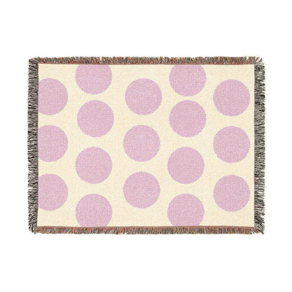 Pink Polka Dot Woven Throw Blanket