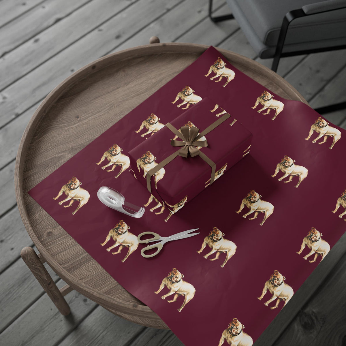 Maroon Bulldog Wrapping Paper