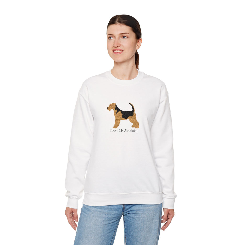 I Love My Airedale Embroidered Crewneck Sweatshirt
