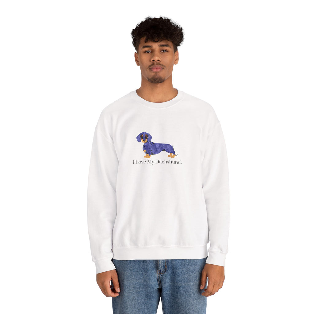 I Love My Dachshund Embroidered Crewneck Sweatshirt