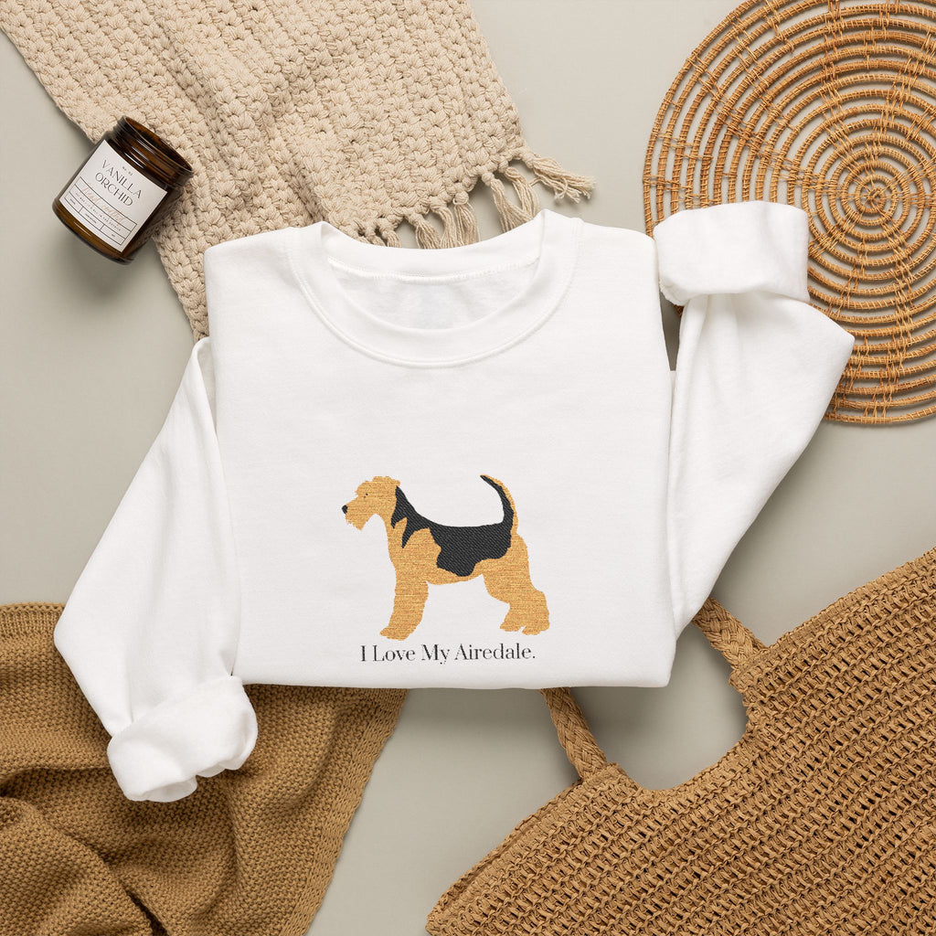 I Love My Airedale Embroidered Crewneck Sweatshirt