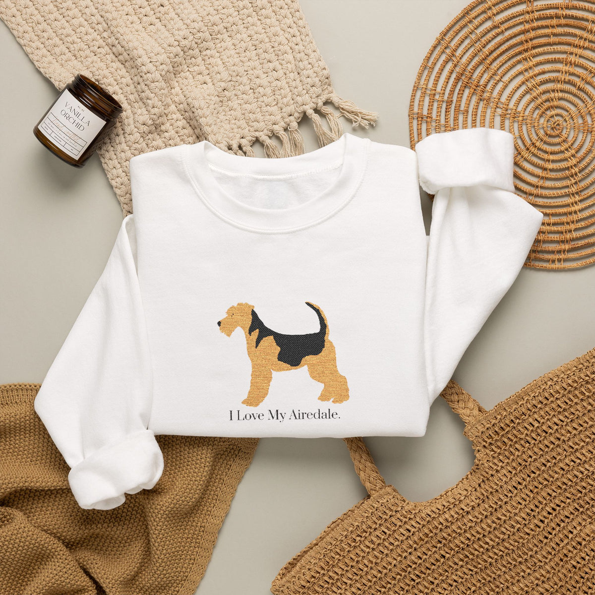 I Love My Airedale Embroidered Crewneck Sweatshirt