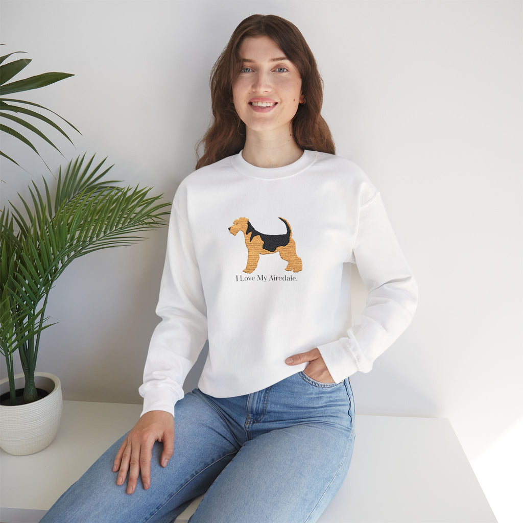 I Love My Airedale Embroidered Crewneck Sweatshirt