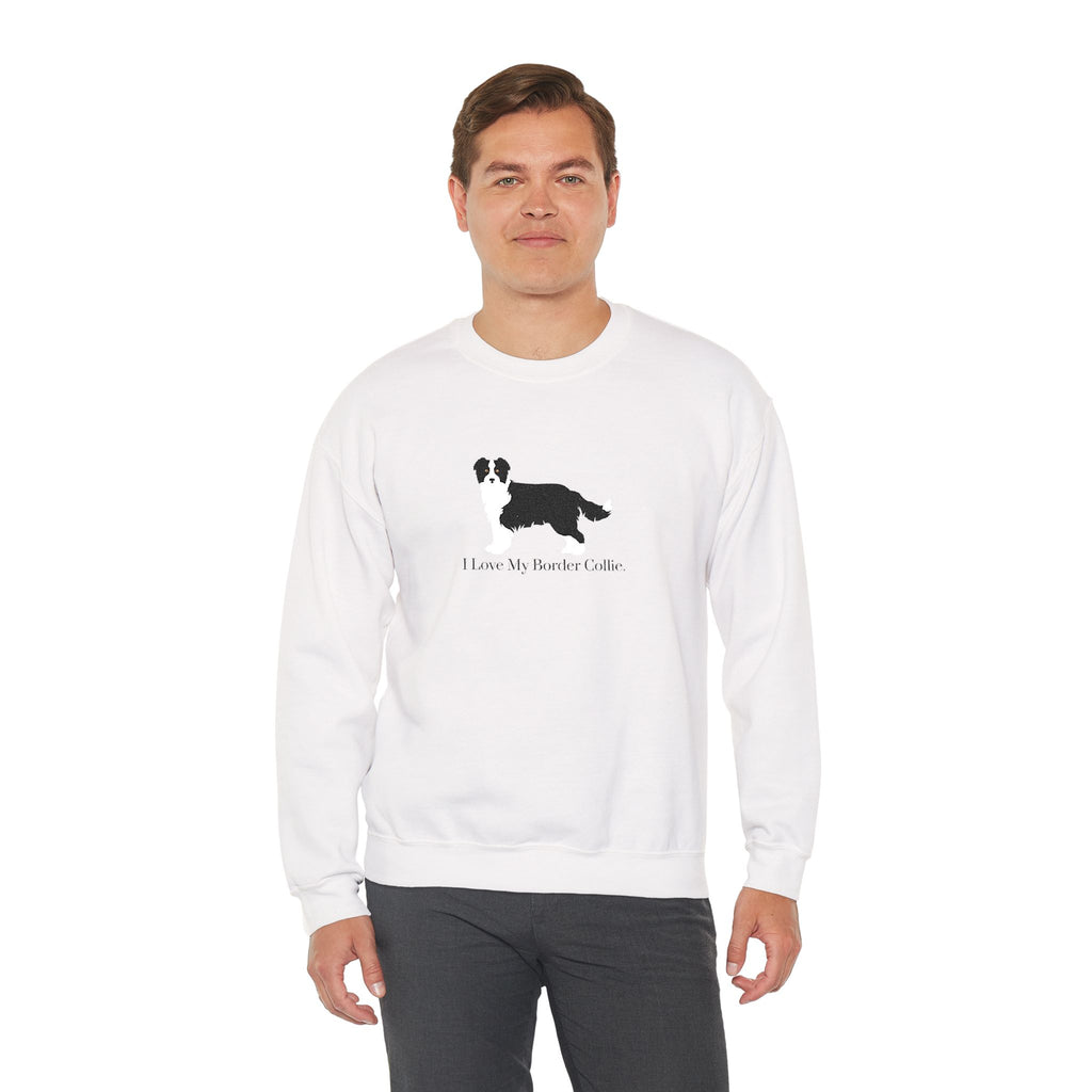 I Love My Border Collie Embroidered Crewneck Sweatshirt