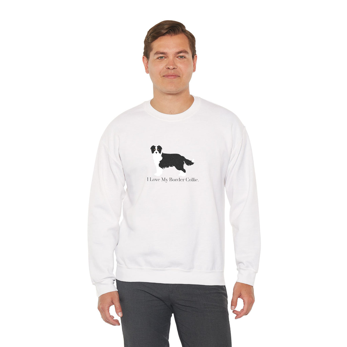 I Love My Border Collie Embroidered Crewneck Sweatshirt
