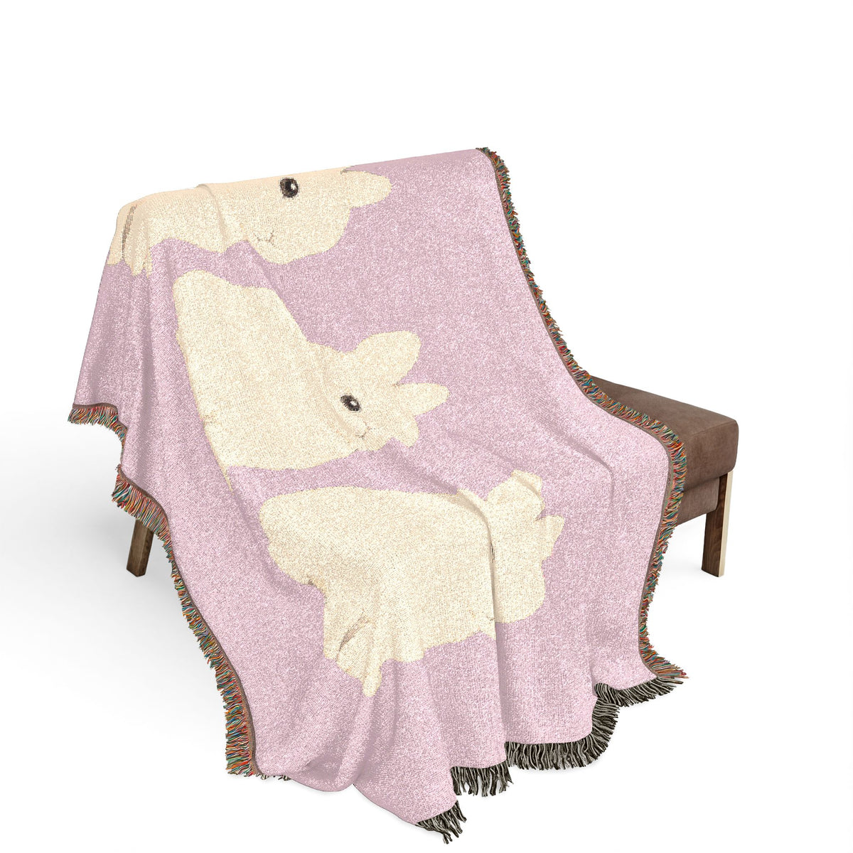 Three Bunnies Woven Throw Blanket