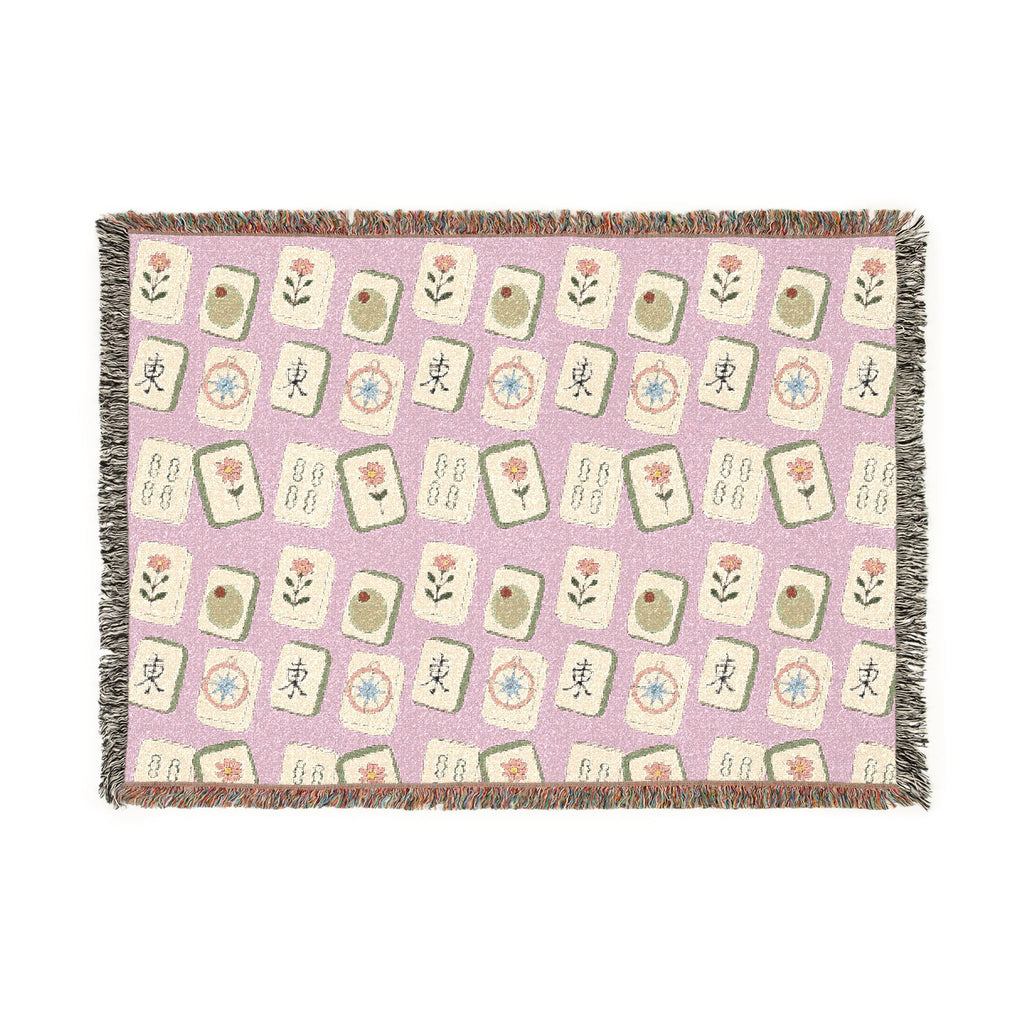 The Lucky Tile Mah Jong  Woven Blanket