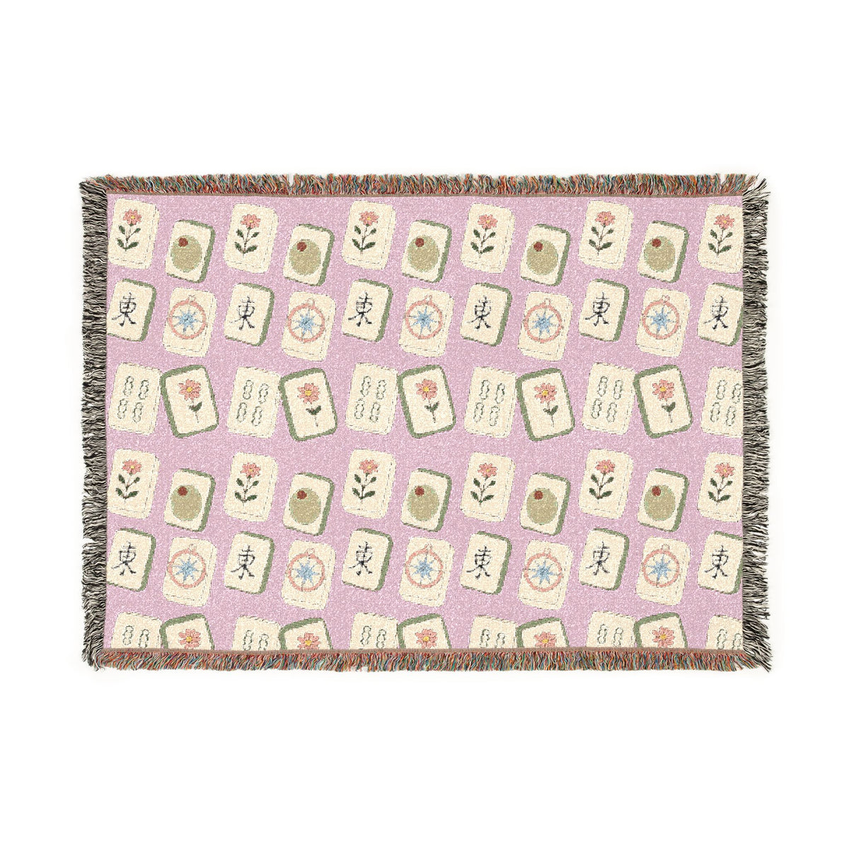 The Lucky Tile Mah Jong  Woven Blanket