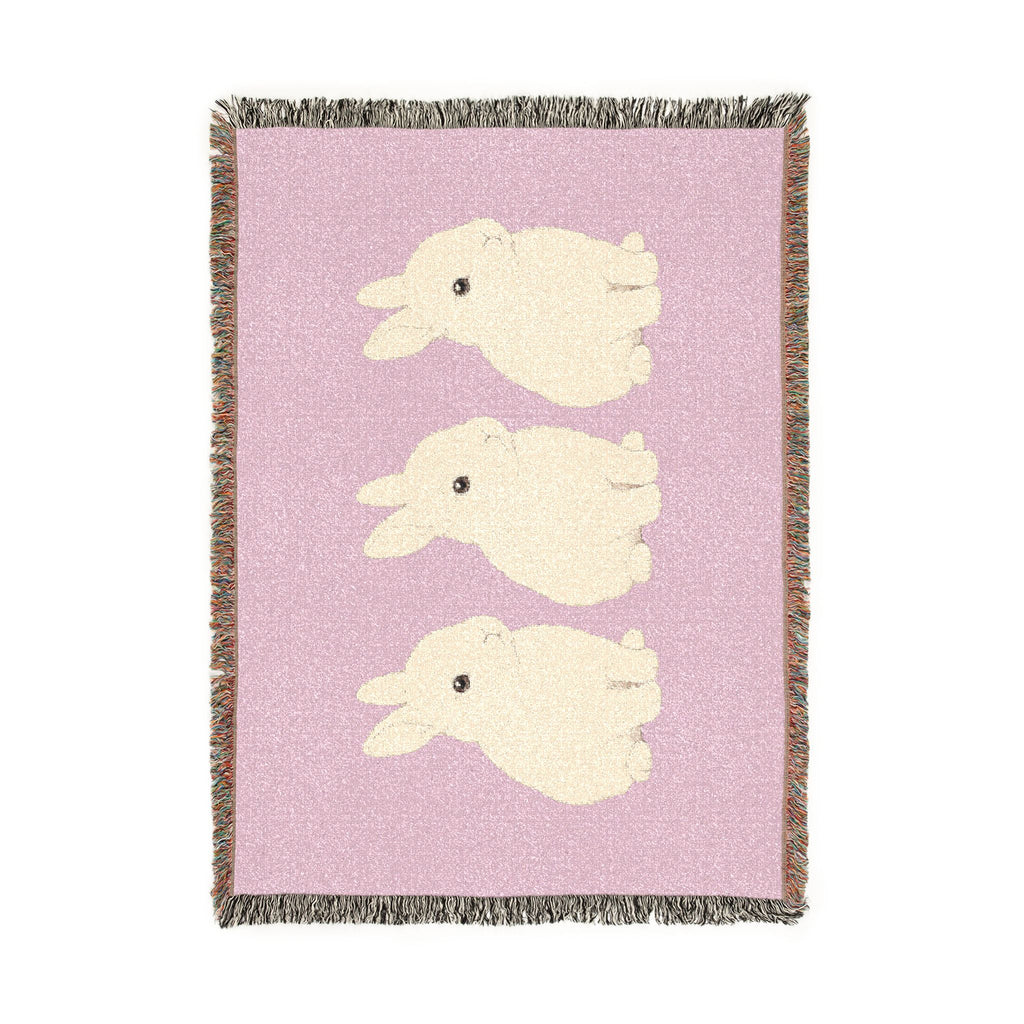 Three Bunnies Woven Throw Blanket