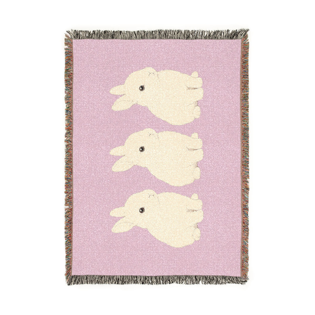 Three Bunnies Woven Throw Blanket