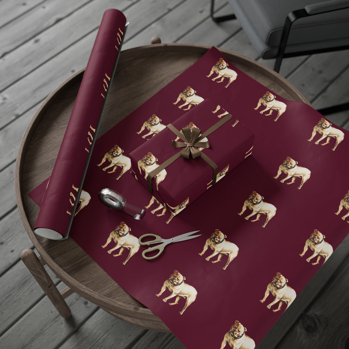 Maroon Bulldog Wrapping Paper